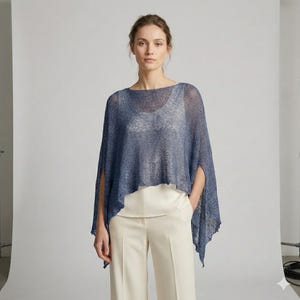 Poncho tricoté au crochet grande taille : châle bohème à enfiler, taille unique 8-26