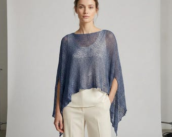 Plus Size Crochet Knit Poncho: Boho Pullover Shawl, Free Size 8-26