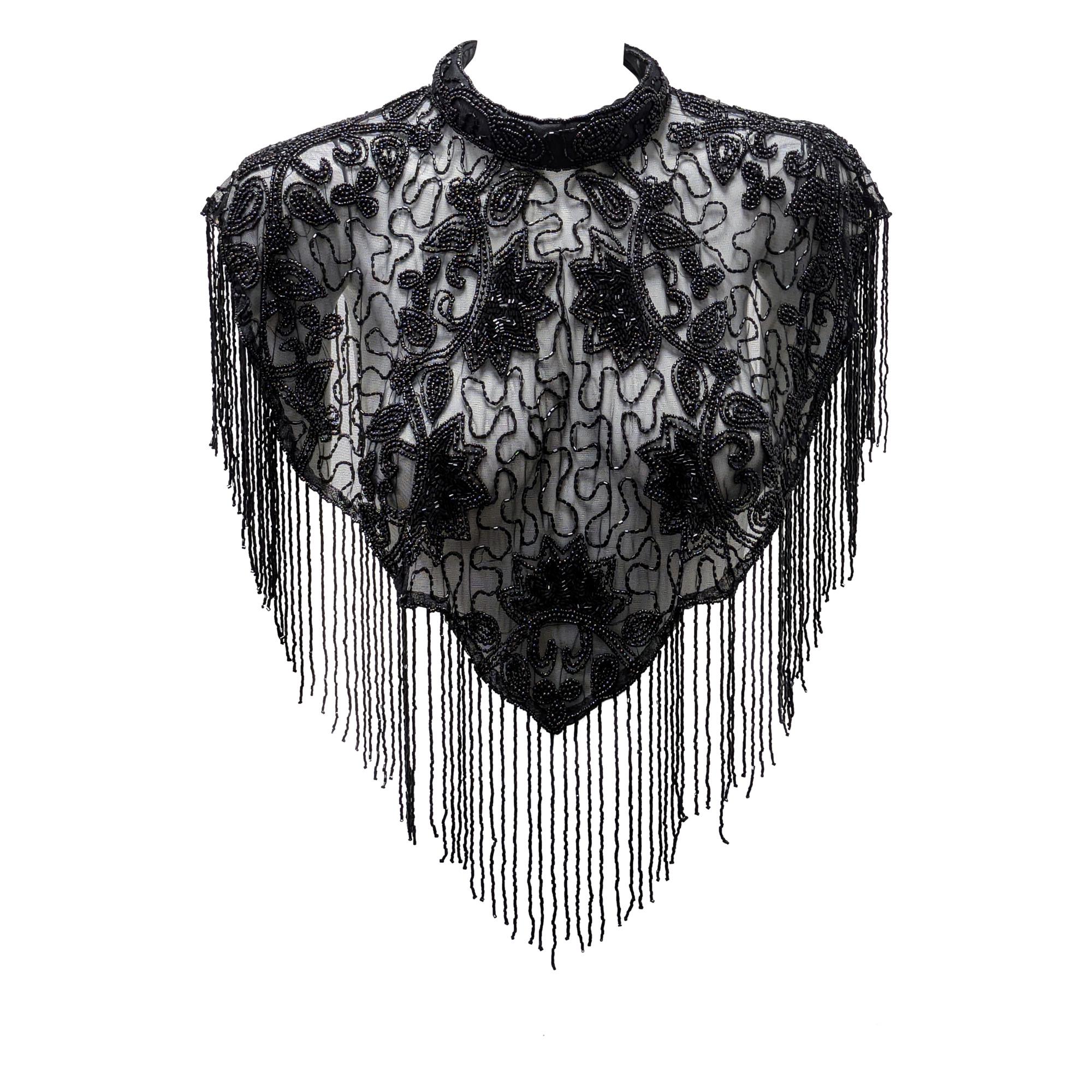 Womens Boho Sequin Poncho Capelet Shawl Beaded Tassel Drape Vintage Style Cover up Up To Size 14