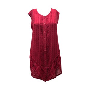 Plus Size round neck embroidered sleeveless front buttoned floral tunic tops Free size 20 - 26