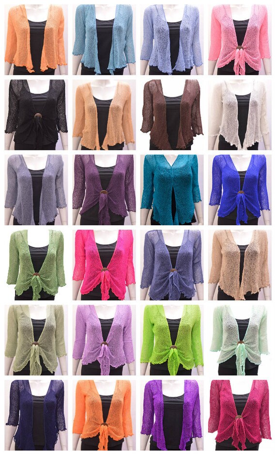 Boho Knit Shrug Chic Crochet style Cardigan onesize 14 16 18 20