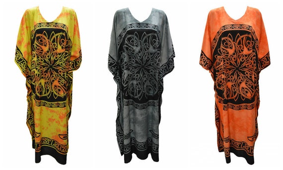 Womens Plus Size Kaftan Handmade Celtic Knot Maxi Boho Batwing Loungewear Free Size Up To 28