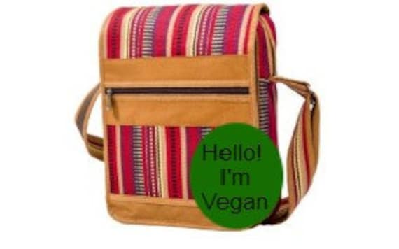 Boho Hippie Vegan Multiple Zip Pocket Shoulder Bag Stripes Cross Body Bag Spacious Satchel Multi
