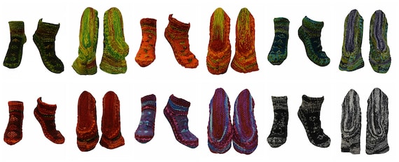 Handmade 100% Wool Socks Boho Chunky Knit Unisex House Shoes Warm Cosy Fleece Lining