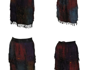 Boho gerecycled mini kwastje rok gelaagde tie-dye funky gratis maat tot 18 P46-P55