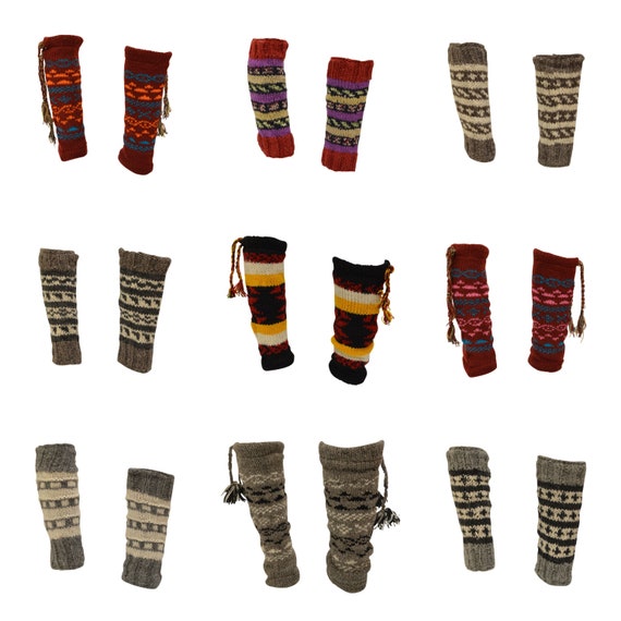 Winter 100% Wool Wide Leg Warmers Hand Knit Warm Chic Comfy Fleece Lined P11 - P19
