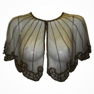 Georgette Beaded Bridal Capelet: Vintage Flapper Cover-Up