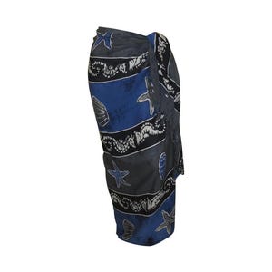 Gonna da donna Boho con stampa astratta a mano, conchiglia, stella marina, cavalluccio marino, sarong con nappe, annodata, P20