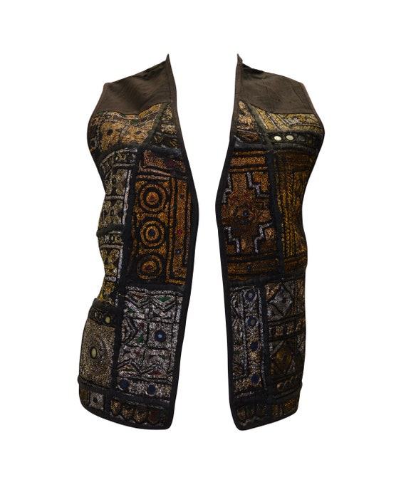 boho hippie ethnic retro vintage style embroidered waistcoat up to size 16