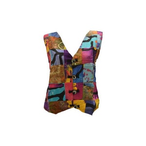 Handmade Upcycled Waistcoats Funky Boho Retro Patchwork Vest Size 12 P9