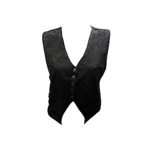 Boho vintage stijl Azteeks geborduurd kort gilet aan de voorkant tot maat 14 Zwart