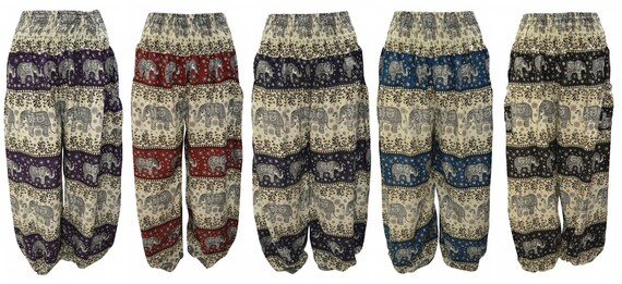 Womens Hippie Lounge Pants Elephant Print Yoga Harem Loose Trousers Freesize 8-20