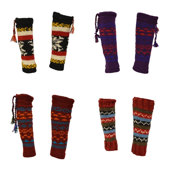 Winter 100% Wool Wide Leg Warmers Hand Knit Warm Chic Comfy Fleece Lined P20 - P26