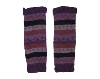 Ladies Womens Winter 100% Wool Leg Warmers Hand Knit Fleece Lined With Side Zips P9