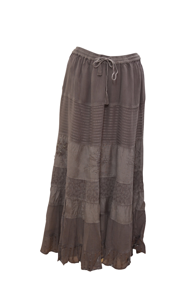 PLUS SIZE BOHO HIPPIE EMBROIDERED BEADED SCALLOPED HEM GYPSY SKIRT SIZE 12-24