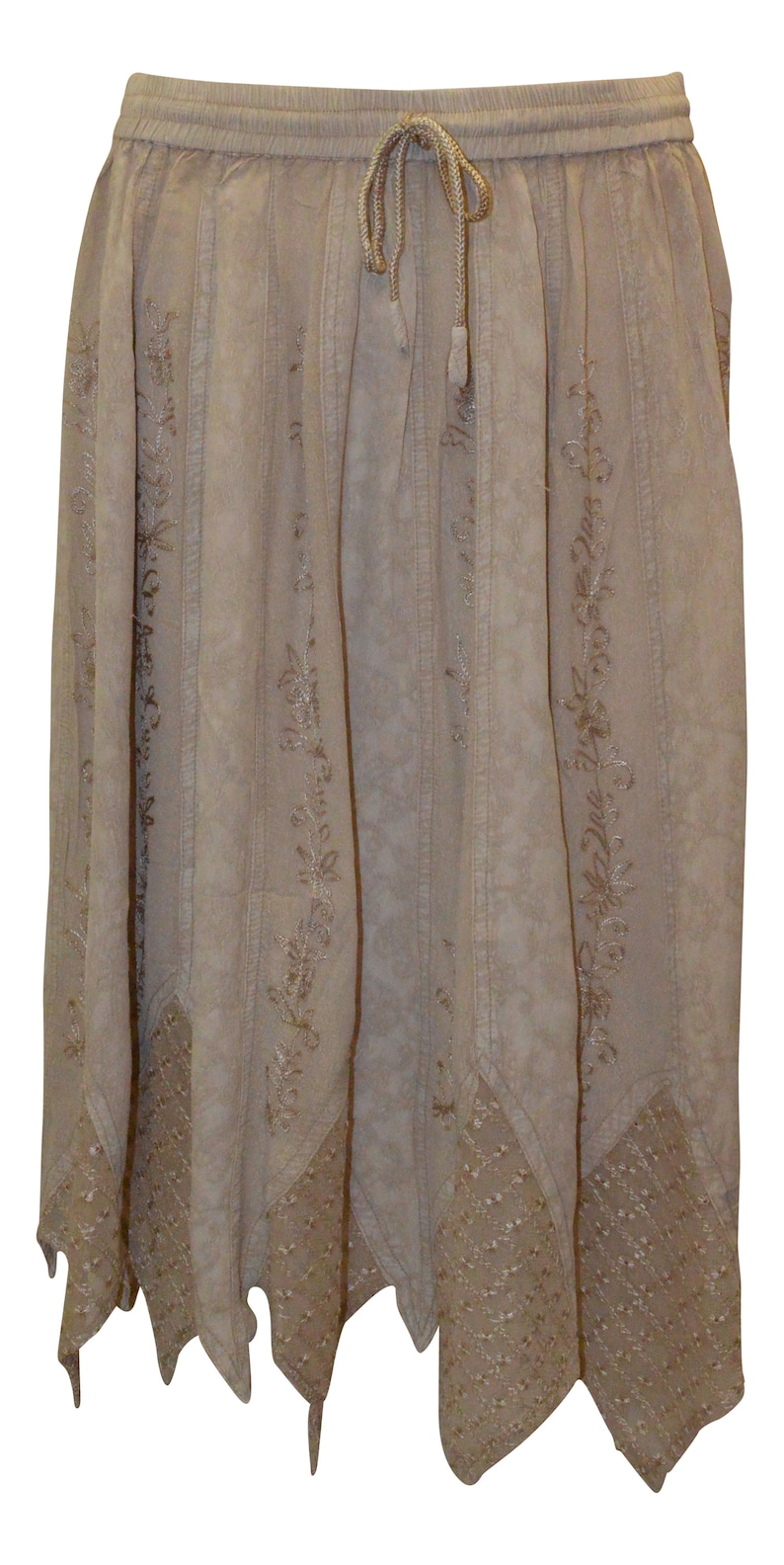Free Size boho gothic handkerchief embroidered lace floral midi skirt 10-22