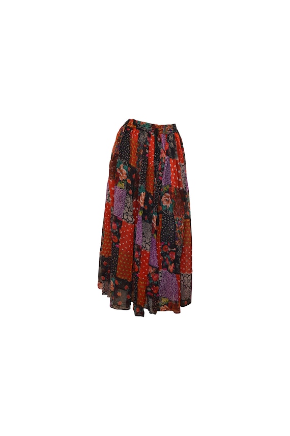 boho hippie vintage ditsy floral patchwork midi skirt freesize up to size 20