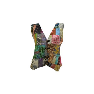 Handmade Upcycled Waistcoats Funky Boho Retro Patchwork Vest Size 12 P21