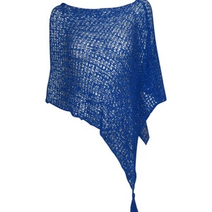 Womens Crochet Poncho Asymmetrical Boho Tassel Shawl Pullover Cover up Free Size 8-20