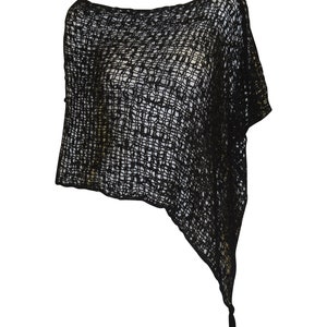 Womens Crochet Poncho Asymmetrical Boho Tassel Shawl Pullover Cover up Free Size 8-20