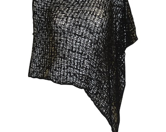 Womens Crochet Poncho Asymmetrical Boho Tassel Shawl Pullover Cover up Free Size 8-20