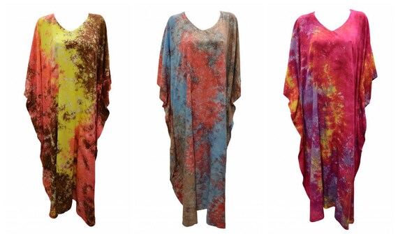 Womens Plus Size Kaftan Handmade Marble effect Maxi Boho Batwing Loungewear Free Size Up To 28
