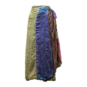 Boho Upcycled Wrap Around Skirt Funky Patchwork  Maxi Sarong Free Size up to 18 P153