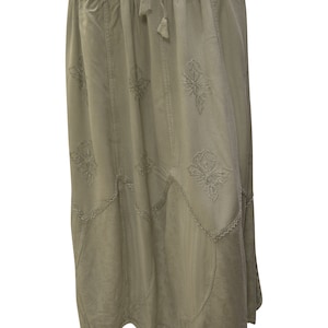 Womens Boho Midi Skirt Floral embroidered Scallop Hem Panel  Midi Free Size 12-22