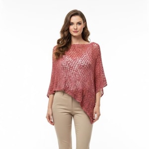 Womens Crochet Poncho Asymmetrical Boho Shawl Pullover Cover up Free Size 8-20