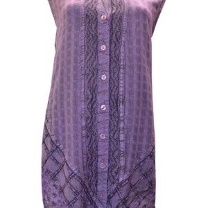 Plus Size round neck embroidered sleeveless front buttoned floral tunic top Free size 20 - 26