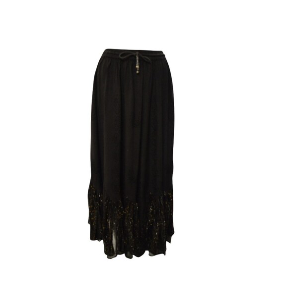 Womens Ladies Boho Tone To Tone Embroidered Scalloped Hem Maxi Skirt Freesize Up To 16