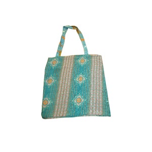 Recycled Reusable Sari Boho Lightweight Abstract Print Beach Tote