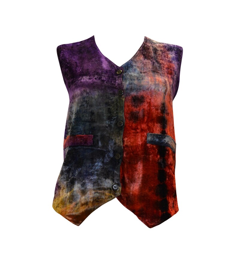 boho hippie retro vintage style tie dye velvet effect waistcoat up to size 14