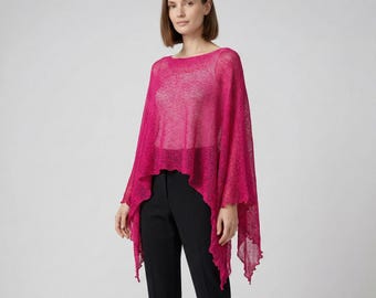 Womens Knit Plus Size Poncho Boho Crochet Shawl Pullover Cover up Free Size 8-26