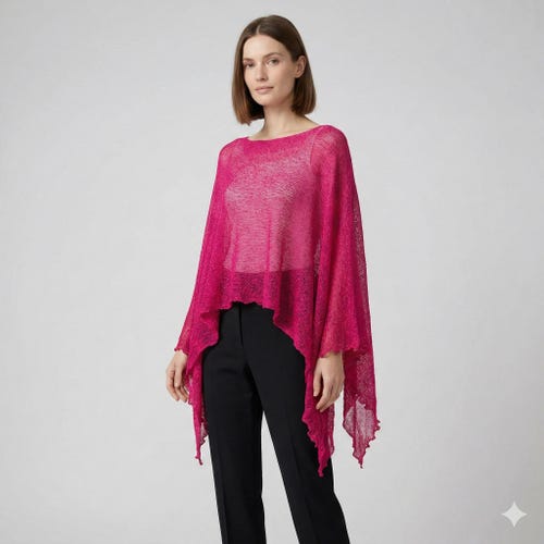 Womens Knit Plus Size Poncho Boho Crochet Shawl Pullover Cover up Free Size 8-26