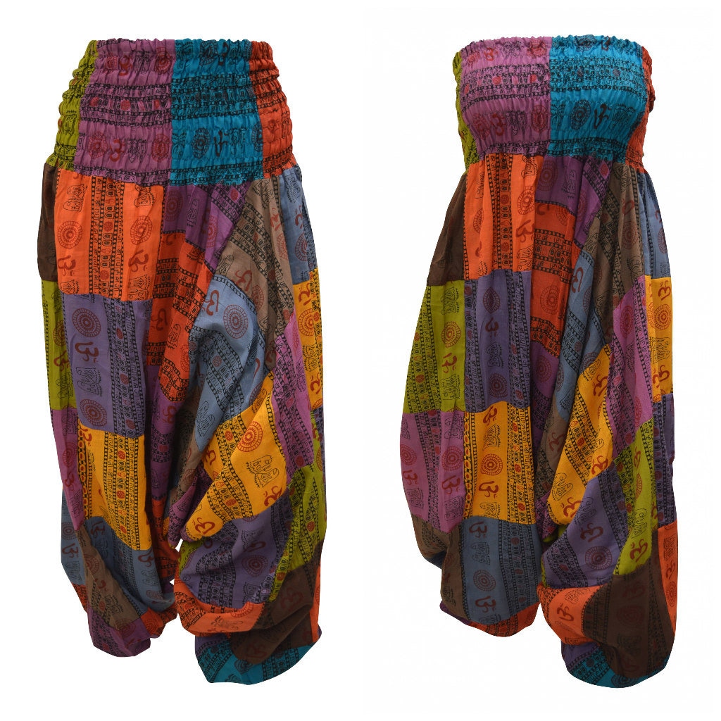 Upcycled Aum Harem Pants Cotton Patchwork Boho Loungewear Low - Etsy UK