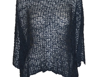 Womens Crochet Oversized Knit Top Batwing Boho Cover up Free Size 8-26