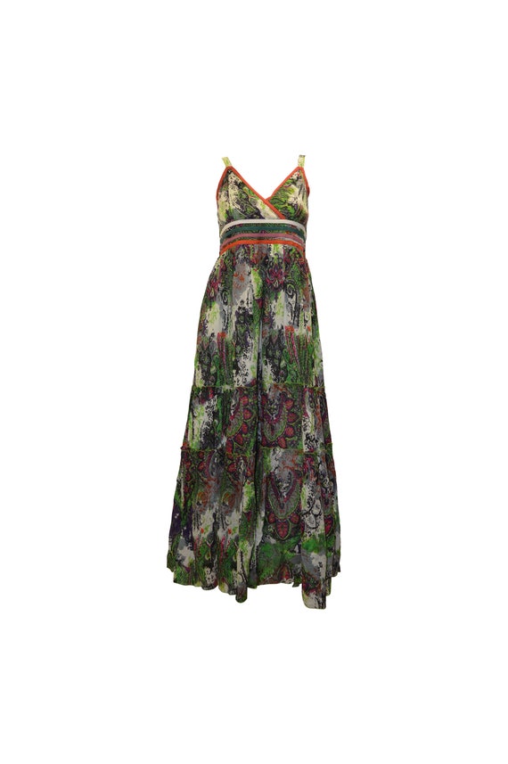 Boho hippie vintage style up-cycled patchwork frilled hem maxi wrap skirt freesize up to size 18 p17
