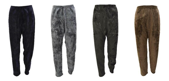 Womens Ladies Plus Size Boho Loungewear Floral Straight Leg Embossed Warm Trousers Fleece Lining Free Size 14-24