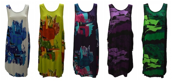 Womens Plus size Dress Abstract Print Funky Bubble Pocket Maxi Free size up to 24 P11-P15