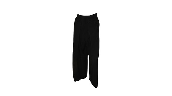 Womens Embroidered Pants Wrap Around Overlay Wide Leg Trousers Free Size Black