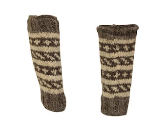 Winter 100% Wool Wide Leg Warmers Hand Knit Warm Chic Comfy Fleece Lined P17
