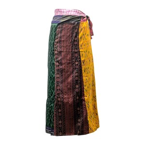 Boho Upcycled Wrap Around Skirt Funky Patchwork  Maxi Sarong Free Size up to 18 P212