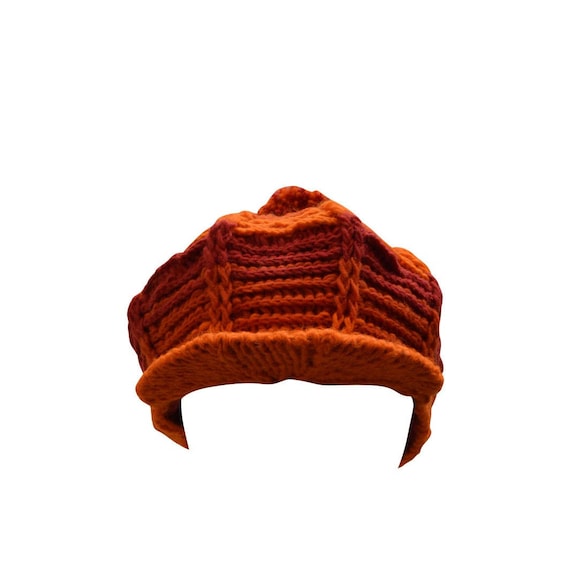 Handmade knit 100% wool unisex adults beanie baker cap warm fleece lined boho hippie winter hat p4
