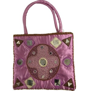 Handmade Upcycled Recycled Mirrored Satin Beaded Embroidered Evening Purse  Gifts for Her