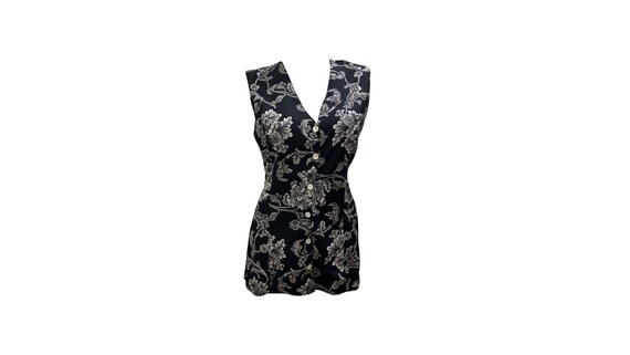 Boho Floral Waistcoat Vintage Style Long Button up Vest Top S, M, L