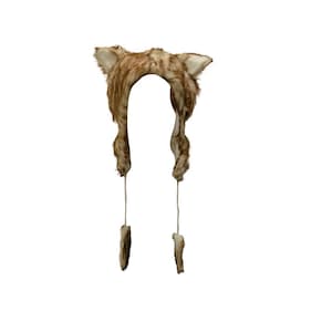Funky Winter Faux Fur Wild Unisex Wolf Ears Tassel Fleece Hat - Brown
