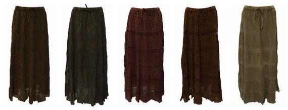 Womens Ladies Boho Embroidered Gypsy Handkerchief Skirt Freesize Up to 24