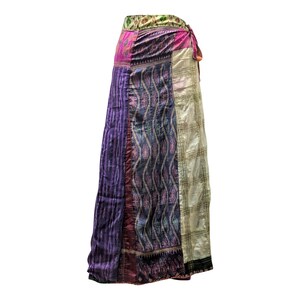 Boho Upcycled Wrap Around Skirt Funky Patchwork  Maxi Sarong Free Size up to 18 P207