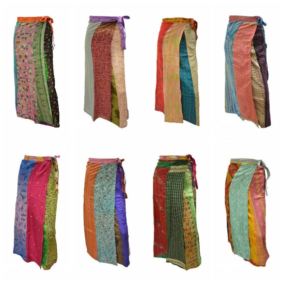 Boho Upcycled Wrap Around Skirt Funky Patchwork Hippie Maxi Sarong Free Size up to 18 P233- P240